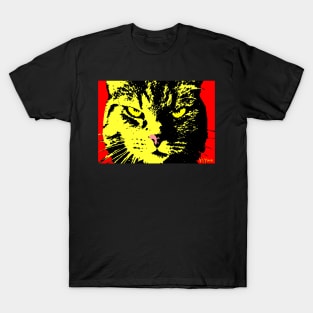 ANGRY CAT POP ART - YELLOW BLACK RED T-Shirt